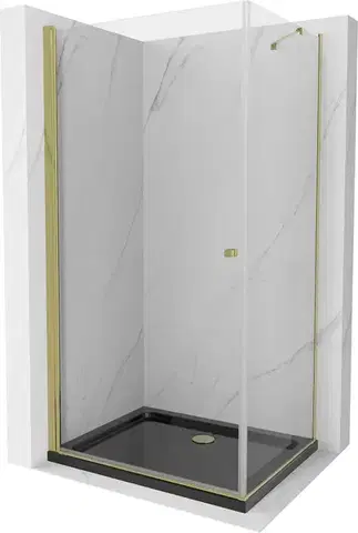 Vane MEXEN/S - Pretória sprchovací kút 70x80, transparent, zlatá + sprchová vanička vrátane sifónu 852-070-080-50-00-4070G
