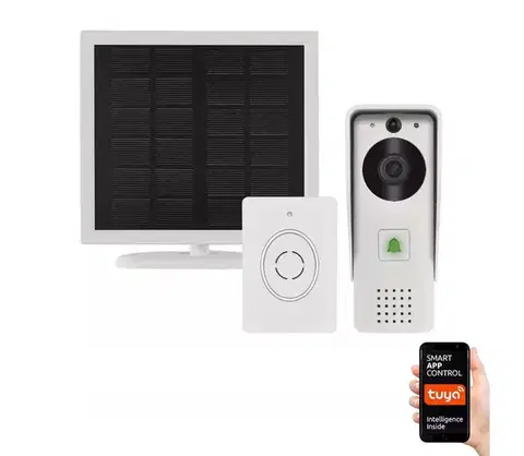 LED osvetlenie  Bezdrôtový videozvonček so solárnym panelom GoSmart 4400 mAh 3xAA IP44 Wi-Fi Tuya H4030
