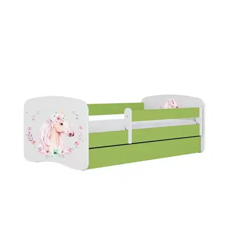 Postele pre dievčatá Detská Posteľ. Babydreams+Sz+M zelená 70x140 Kôň