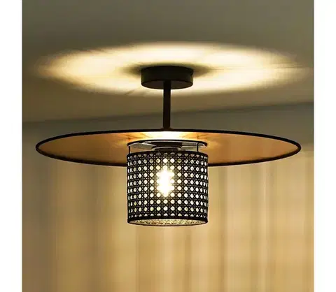 Svietidlá  - Prisadený luster TOKYO RATTAN 1xE27/15W/230V pr. 50 cm zlatá/čierna 604284