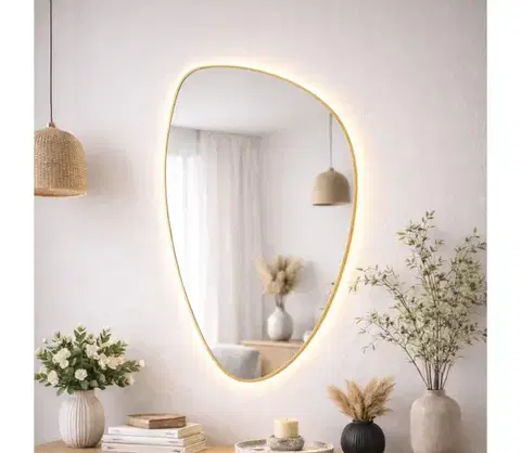 Svietidlá Baltica Design- LED zrkadlo s podsvietením STONE FLUID 15W/230V 4500K 92x55 cm IP65 zlaté 5904107932712