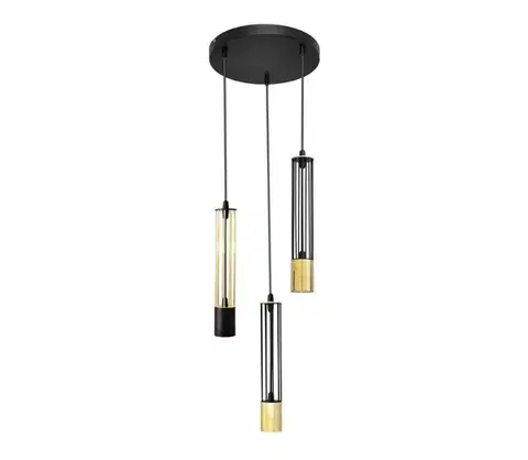 Svietidlá  LED Luster na lanku BARS 3xGU10/4,8W/230V čierna/zlatá W-KD 1115/3 BK+GO MIX