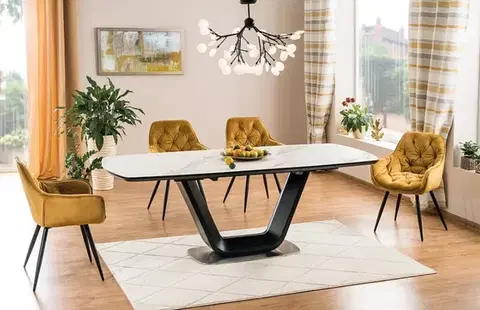 Kuchynské a jedálenské stoly Signal Rozkladací jedálenský stôl ARMANI CERAMIC | čierny mat 90 x 160 cm