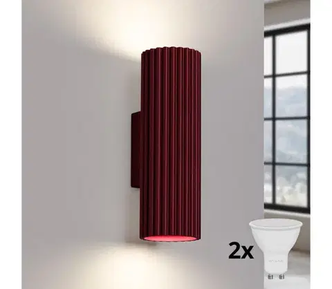 Svietidlá BRILAGI - LED nástenné svietidlo CRESTO 2xGU10/10W/230V 20 cm bordová BR.1926