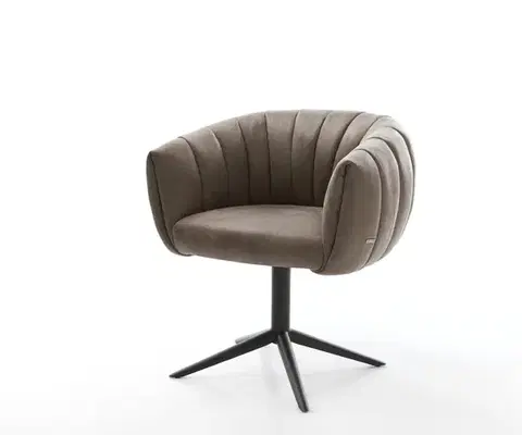 Jedálenské stoličky DELIFE Jedálenská stolička Jada-Flex mikrovlákno taupe vintage krížová podstava čierna 360° otočný hojdacia funkcia vrecková pružina