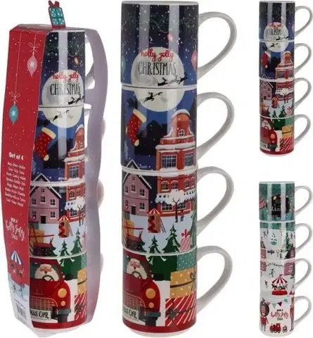Hrnčeky a šálky Kinekus Hrnček vianočný 265 ml  sada 4 ks porcelán mix