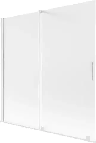 Sprchové dvere MEXEN/S - Velar dvojkrídlová posuvná vaňová zástena 160 x 150, dekor, biela 896-160-000-31-20