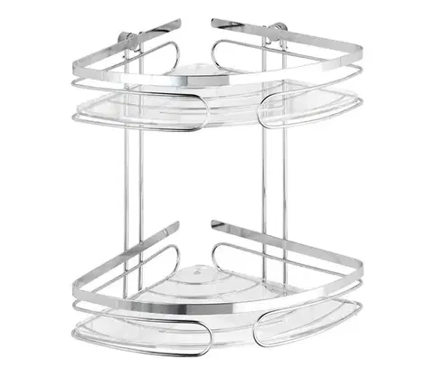 Svietidlá WENKO 20412100-Rohový regál PREMIUM NEREZOVÁ OCEĽ 26,5x27,5 cm nerezový/strieborný 20412100