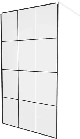 Sprchové dvere MEXEN/S - KIOTO samostatne stojaca sprchová zástena 100 x 200, transparent/čierny vzor 8 mm, biela 800-100-002-20-77