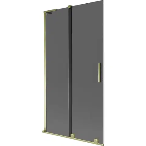 Sprchové dvere MEXEN/S - Velar L dvojkrídlová posuvná vaňová zástena 100 x 150, grafit, zlatá 896-100-003-41-50