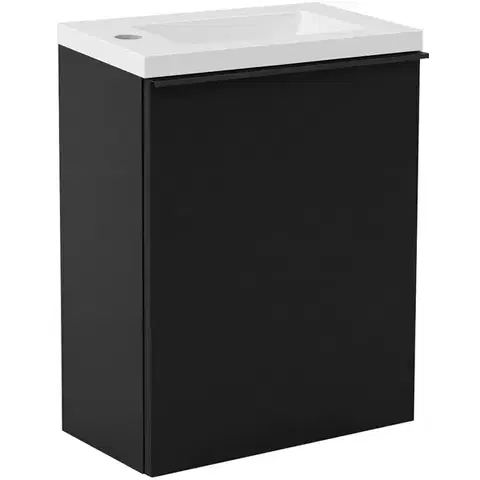 Kúpeľňový nábytok CERANO - Umývadlová skrinka pre WC Zola - čierna matná + umývadlo z lit. mramoru - biela matná - 40x55x23,5 CER-999986
