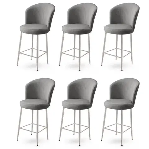 Barové stoličky Bar Stool Set (6 Pieces) Alte - Grey, Chrome