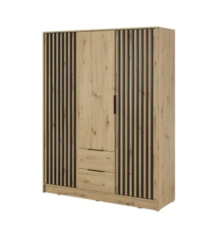 Šatníkové skrine ArtPS Šatníková skriňa KELLY 3D bez zrkadla | dub artisan