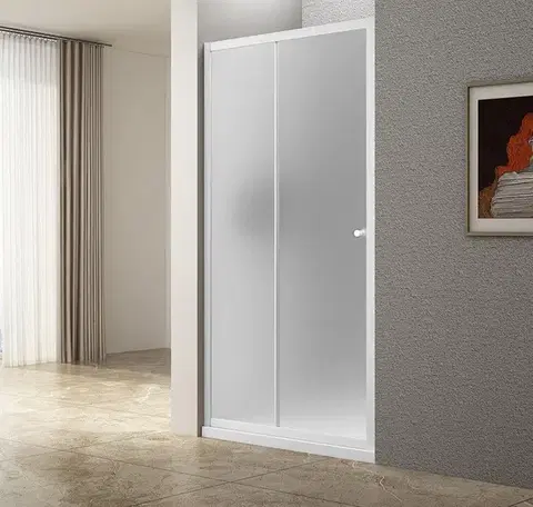 Sprchovacie kúty AQUALINE - UGGA posuvné sprchové dvere 1200, Brick sklo, biela AWS120