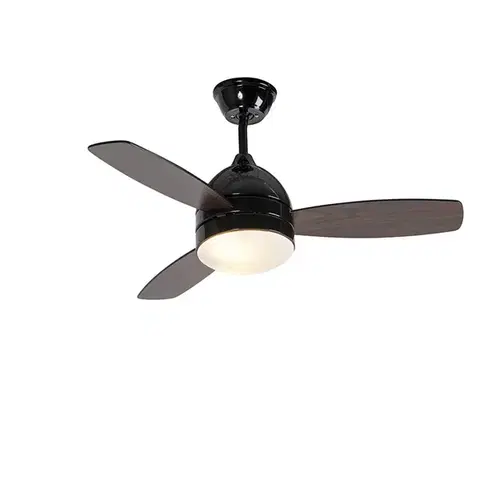 Stropné ventilátory Stropný ventilátor čierny s potlačou dreva 96 cm s diaľkovým ovládaním - Rotar