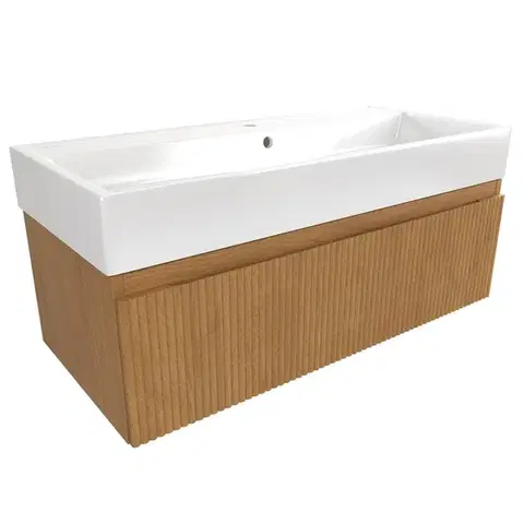 Kúpeľňový nábytok Kúpeľňová skrinka s umývadlom SAT Evolution 98x30x44, 5 cm dub medový mat SATEVO100DMU2 SATEVO100DMU2