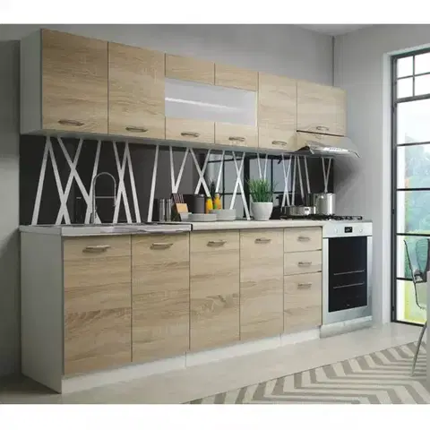 Modulový kuchynský nábytok Kuchynská perla 260 zb 28mm sonoma/kor biely
