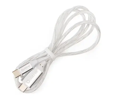 Predlžovacie káble  USB kábel USB-C / USB-C konektor s LED podsvietením 60W 1m biela PSCC1L