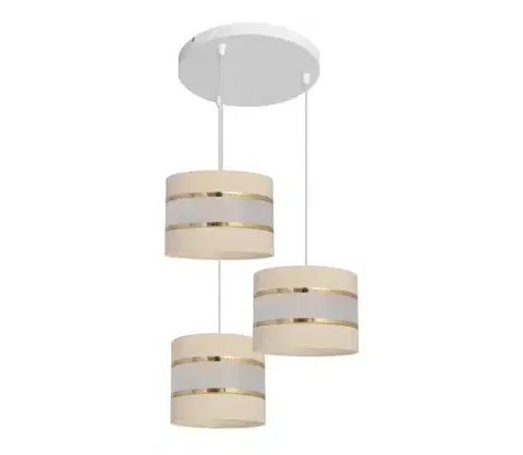 Svietidlá  Luster na lanku HELEN 3xE27/15W/230V krémová W-KD 0801/3 EC+GO+MAT