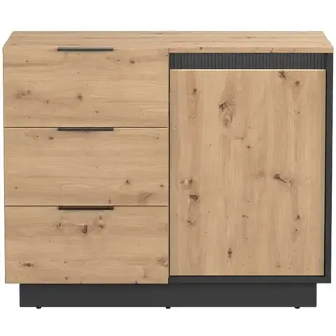 Komody do spálne Komoda 1d3s Sierro Dub Artisan/Čierna