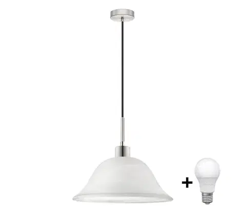 Svietidlá Eglo LED Luster na lanku 1xE27/60W/230V biela 1xEG32517+1xNSLA50010