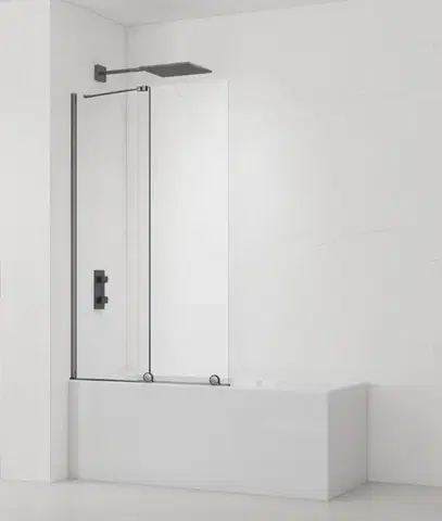 Sprchové dvere Vaňová zástena SAT Walk-In Xmotion 150x117,5 cm PVD Gun metal SATWIXMVZ150GM SATWIXMVZ150GM