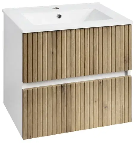 Kúpeľňový nábytok AQUALINE - PANEDA STRIP umývadlová skrinka 59,5x55x45,2cm, dub emporio PN360