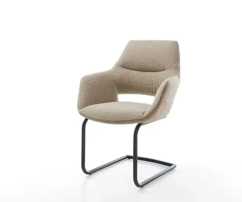 Jedálenské stoličky DELIFE Jedálenská stolička Yago-Flex s opierkami zmiešané materiály tmavobéžová okrúhla čierna vrecková pružina