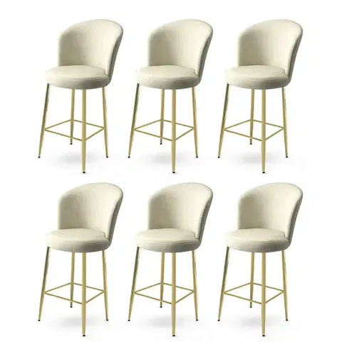 Barové stoličky Bar Stool Set (6 Pieces) Alte - Cream, Gold
