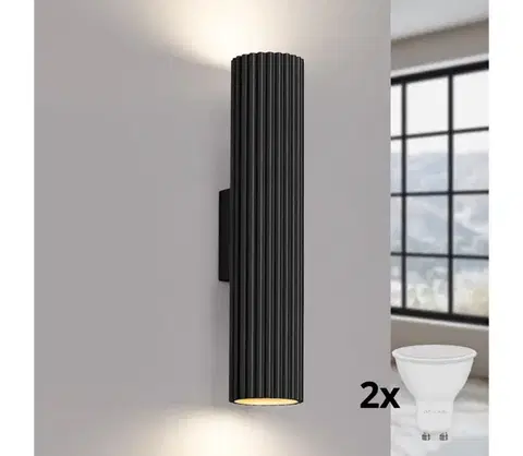 Svietidlá BRILAGI - LED nástenné svietidlo CRESTO 2xGU10/10W/230V 30 cm čierne BR.1577
