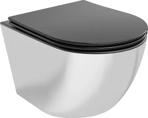Záchody MEXEN - Lena Závesná WC misa vrátane sedátka s slow-slim, duroplast, čierna mat / strieborná 30224074
