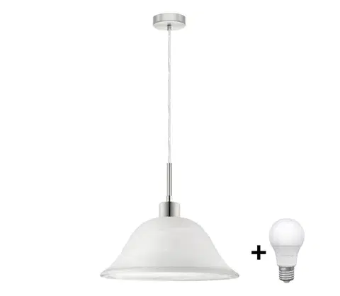 Svietidlá Eglo LED luster na lanku 1xE27/60W/230V biely/číry 1xEG32515+1xNSLA50010