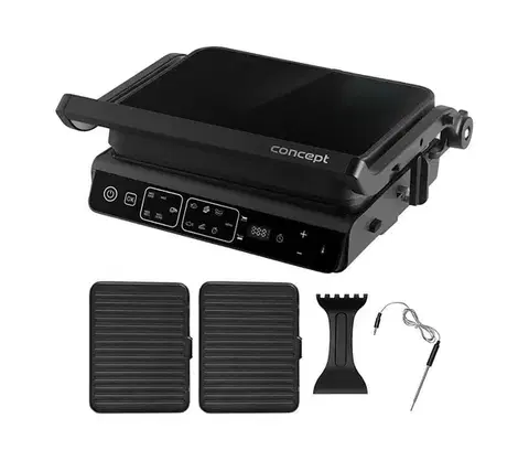Predlžovacie káble Concept ge3600 - Kontaktný gril s teplotnou sondou GLASS 2000W/230V čierny ge3600