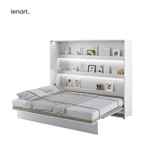 Postele Dig-net nábytok Sklápacia posteľ Lenart BED CONCEPT BC-14p | biely lesk 160 x 200 cm