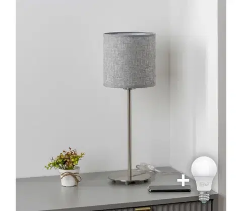 Lampy BRILAGI - LED stolná lampa NUBILA 1xE27/60W/230V sivá EG32512+BG1582