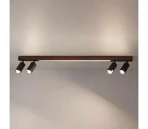 Svietidlá BRILAGI - LED Bodové svietidlo SELE 4xGU10/30W/230V + LED/25W čierna/dubový dekor WO-LEDSELE120-08-OEM
