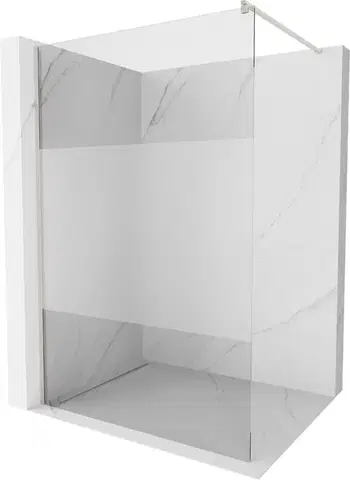 Sprchové dvere MEXEN/S - Kioto Sprchová zástena WALK-IN 70 x 200, transparent/dekor 8 mm, nikel kartáčovaná 800-070-101-97-35