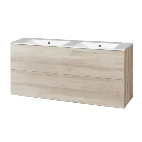 Kúpeľňový nábytok Mereo Aira, kúpeľňová skrinka s keramickým umývadlom 121 cm, dub Kronberg CN723