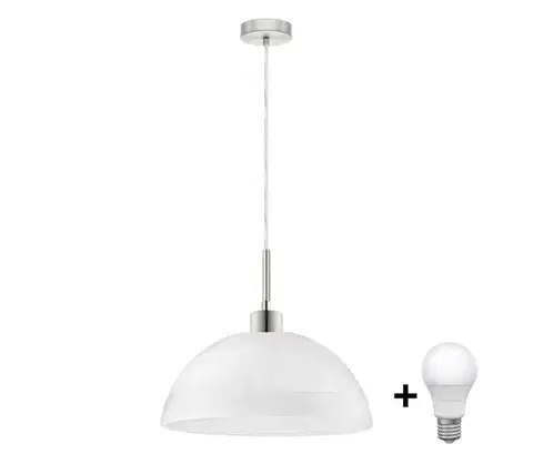 Svietidlá Eglo LED luster na lanku 1xE27/60W/230V biely/číry 1xEG32515+1xNSLA49427