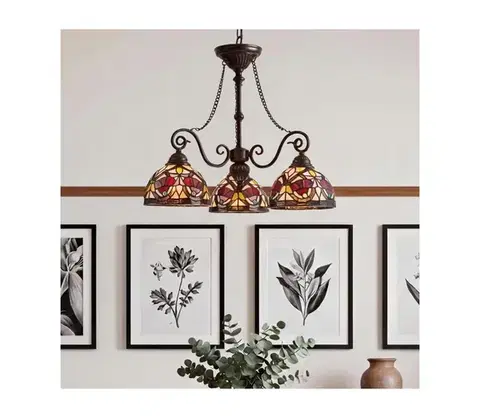 Svietidlá Elstead Quoizel QZ-LARISSA-3P-CH - Závesný luster na reťazi Tiffany LARISSA 3xE27/60W/230V QZ-LARISSA-3P-CH