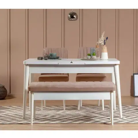 Jedálenské sety Jedálenský set s rozkladacím stolom a stoličkami (4 kusy) Vina 0900 - White Stone