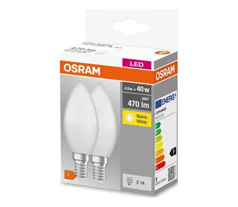Žiarovky SADA 2x LED žiaroviek B38 E14/4,9W/230V 2700K - Osram 4058075614413
