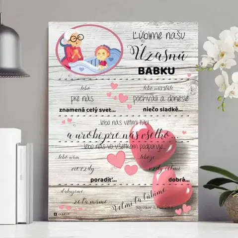 Tabuľky s venovaním (darčeky) Darček pre babku - Vyznanie lásky na tabuľke od vnúčat pre babku na Vianoce
