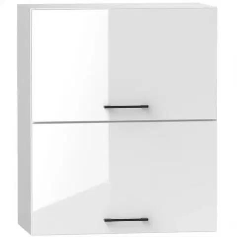 Kuchynské skrinky visiace Kuchynská skrinka Oscar W60GRF/2 biely lesk/biela