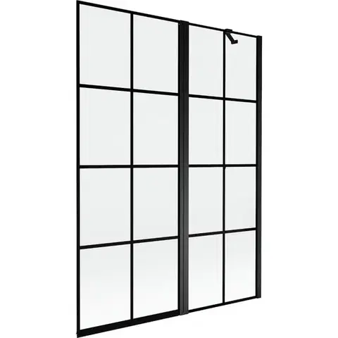 Sprchové dvere MEXEN - MIST vaňová zástena 130x150 cm 6mm f+s, čierna, dekor, pravá 8A9-130-011-70-77-P