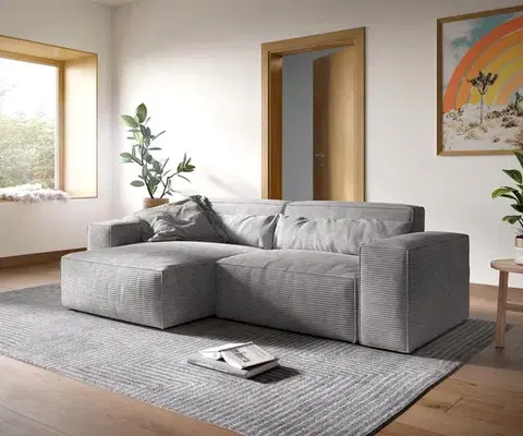 Rohové sedacie súpravy DELIFE Rohová pohovka Sirpio XL 270x170 cm manšester strieborno sivá variabilné ležadlo