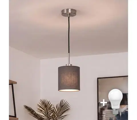Svietidlá BRILAGI - LED luster na lanku NUBILA 1xE27/60W/230V pr. 14 cm čierna/antracit EG32517+BG1574