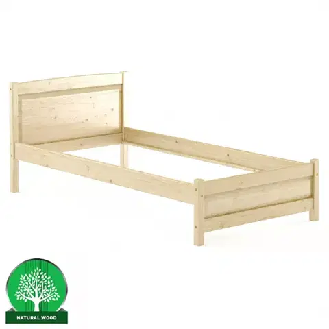 Jednolôžkové postele Posteľ borovica LK125–100x200 surová