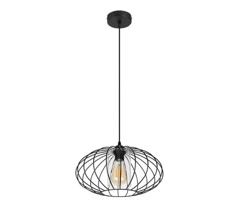 Svietidlá HEXE Luster na lanku CORRINI 1xE27/60W/230V pr. 34 cm čierna/číra 0209