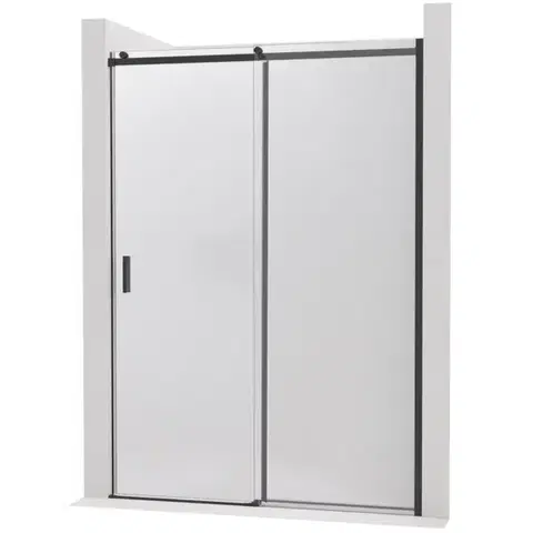 Sprchovacie kúty CERANO - Sprchové posuvné dvere Santoro - pravá - 6 mm - čierna matná, mliečne sklo - 100x195 CER-663223